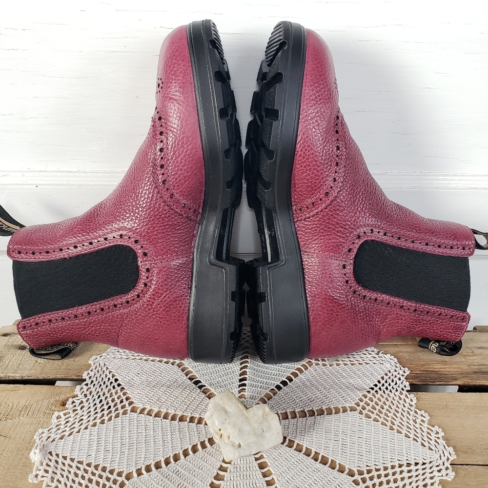 Berry Brogue Blundstone Wingtip High Top Boots Red Pebble Boho #1383 UK 4 | 7 US - Picture 11 of 13